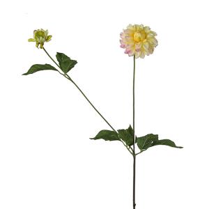 Tige de dahlia artificielle avec bourgeon jaune pâle H69