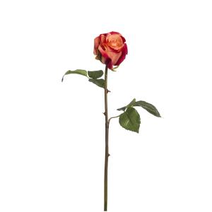 Tige de rose artificielle rouge orangé H53