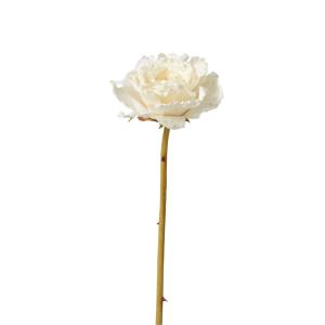 Tige de rose ouverte artificielle blanche H55