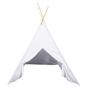 Tipi enfant en tissu 160 cm little house blanc et rose