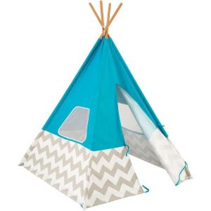 Tipi enfant en toile et bambou turquoise