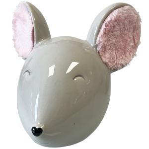 Tirelire souris grise en céramique 13.5 cm