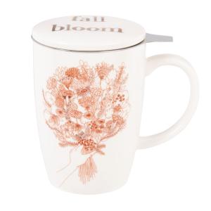 Tisanière en grès blanc imprimé vieux rose