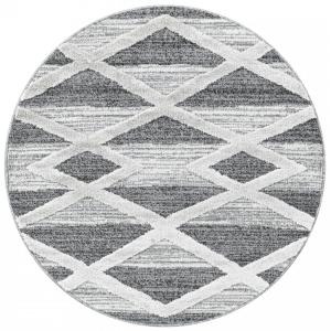 TIZAS - Tapis Berbère Rond à relief - Crème & Gris 200 x 20…