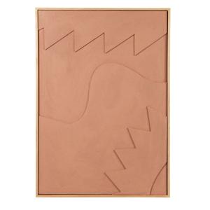 Toile abstraite à reliefs terracotta 52x72