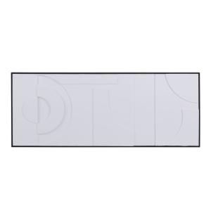 Toile abstraite blanche à reliefs 150x60