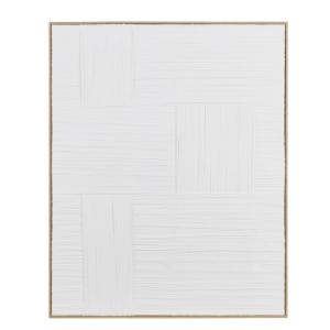 Toile abstraite blanche à reliefs 88x110