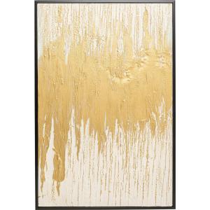 Toile abstraite blanche et dorée en polyester 80x120