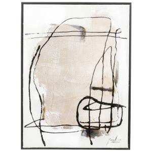 Toile abstraite grise et noire en coton 75x55