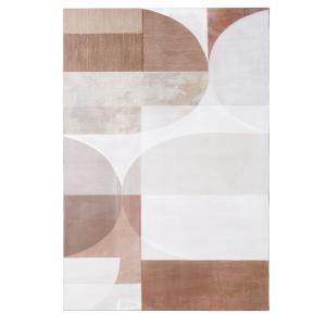 Toile abstraite imprimée et peinte marron et blanche 120x80