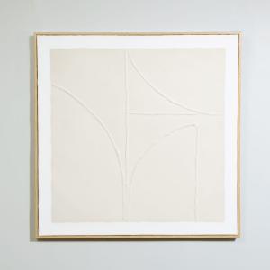 Toile abstraite motif en relief beige, 75x75 cm