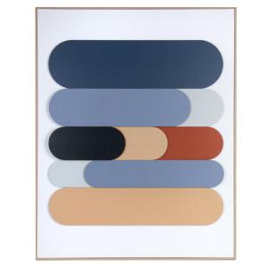 Toile bleue, orange, beige et blanche 60x75