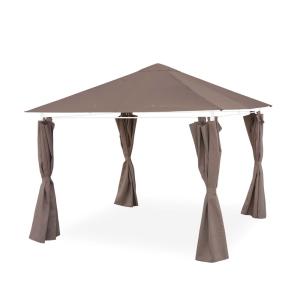 Toile de toit et rideaux taupe pour tonnelle 3x3 m