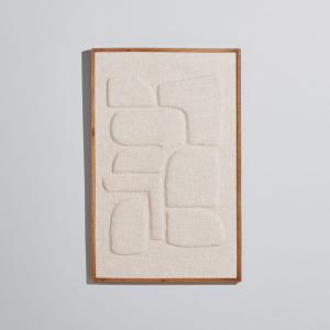 Toile en coton et lin motif en relief blanc 70x110