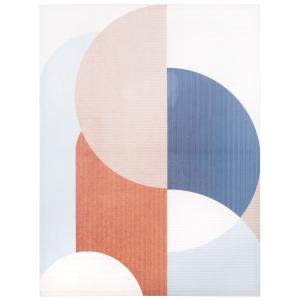 Toile imprimée bleue, orange, beige et blanche 60x80