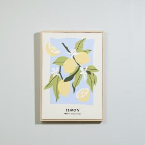 Toile imprimée et peinte citrons jaunes 37x52