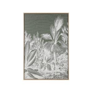 Toile imprimée vert foncé jungle avec cadre 63 x 93 cm