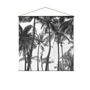 Toile murale imprimée palmier en noir et blanc 150 x 150 cm