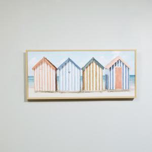 Toile peinte cabanes de plage multicolores 72x32