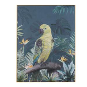 Toile perroquet vert et doré 88x115