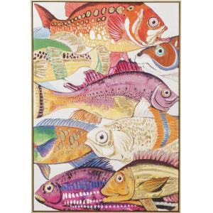 Toile poissons violets en coton 70x100