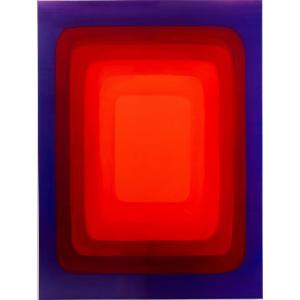 Toile rectangles en coton rouge et bleu 120x160