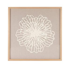 Toile sous-verre et fleur blanche en papier 63x63