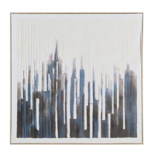 Toile ville abstraite en relief noire et blanche 110x110