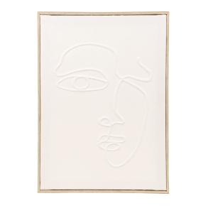 Toile visage abstrait à reliefs blancs 30x40