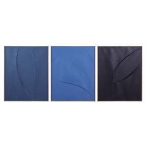 Toiles abstraites bleues à reliefs (x3) 72x90