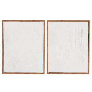 Toiles abstraites motifs à reliefs blancs (x2) 36x45