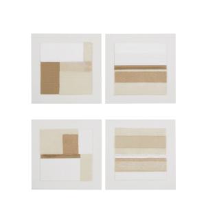 Toiles abstraites peintes blanches, beiges et taupe (x4) 60…