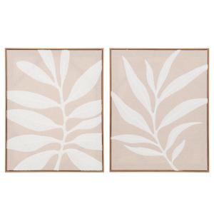 Toiles brodées beiges, marron et blanches (x2) 40x50