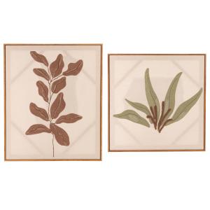 Toiles brodées rouge et verte (x2) 50x60