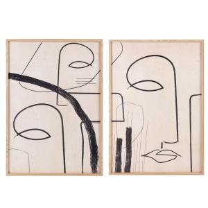 Toiles diptyques abstraites beiges et noires 84x60