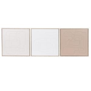 Toiles en reliefs marron, beige et blanc (x3) 30x30