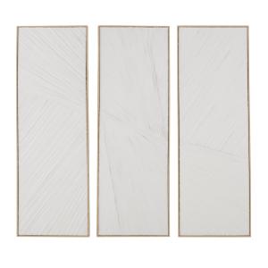 Toiles triptyques abstraites à reliefs blancs 156x152