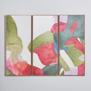 Toiles triptyques abstraites imprimées et peintes multicolo…