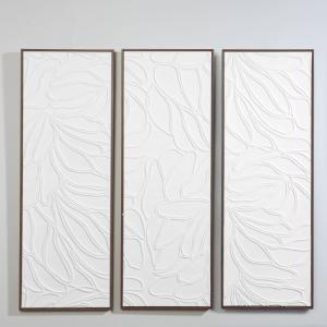 Toiles triptyques motif en relief blanc 96x90