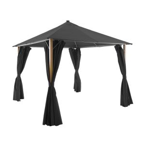 Tonnelle 3x3m aluminium avec rideaux et led anthracite