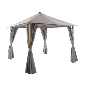 Tonnelle 3x3m aluminium avec rideaux et led beige