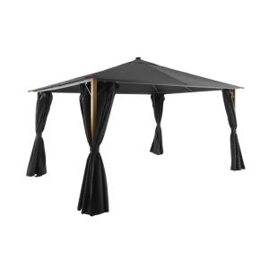 Tonnelle 4x3m aluminium avec rideaux et led anthracite