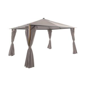 Tonnelle 4x3m aluminium avec rideaux et led beige