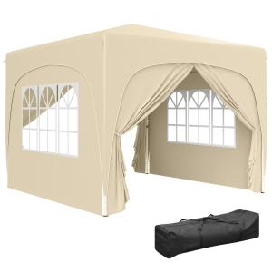 Tonnelle de jardin exterieur pliante polyester sable