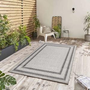 TOPO - Tapis Extérieur,Intérieur Tissé Plat - Crème & Gris…