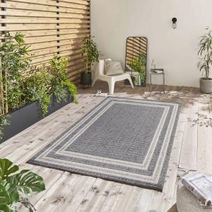TOPO - Tapis Extérieur,Intérieur Tissé Plat - Gris & Crème…