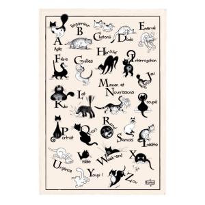 Torchon  Abécédaire en coton ecru 48 x 72 cm