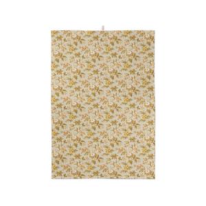 Torchon coton floral jaune 45x74cm