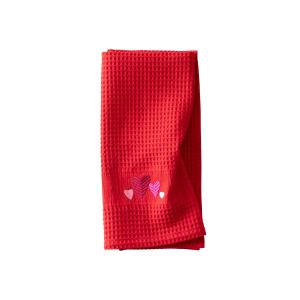 Torchon coton nid d'abeille rouge 50 x 70 cm