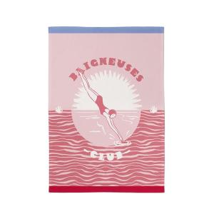 Torchon de cuisine en coton rose et rouge 50x70